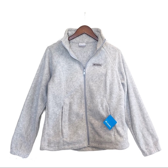 Columbia Fleece Jacket, Light Grey, Medium - Picture 1 of 8